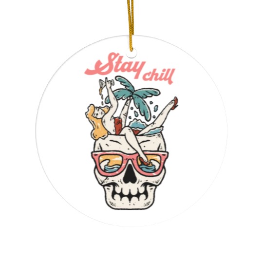 Stay Chill Tropical Skull Ceramic Ornaments