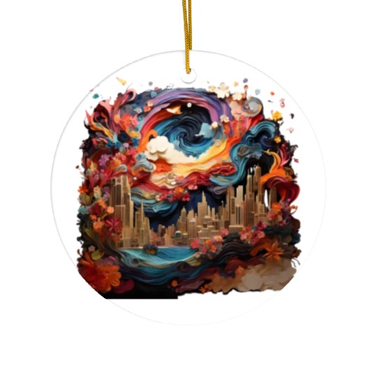 Artstation, starry night colorful Ceramic Ornaments