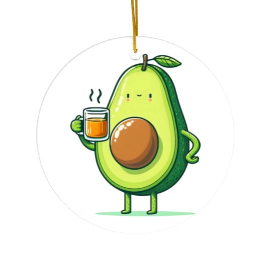 Tea Time Avocado Ceramic Ornaments
