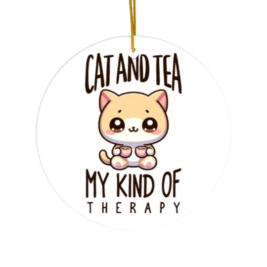 Cats & Tea My Therapy Ceramic Ornaments