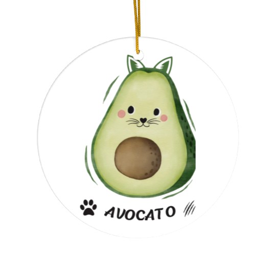 Avocado Cat Ceramic Ornaments