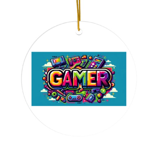 Neon Arcade Retro Gamer Ceramic Ornaments