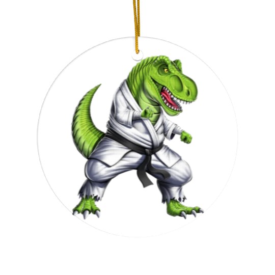 T-Rex Dinosaur Karate Ceramic Ornaments