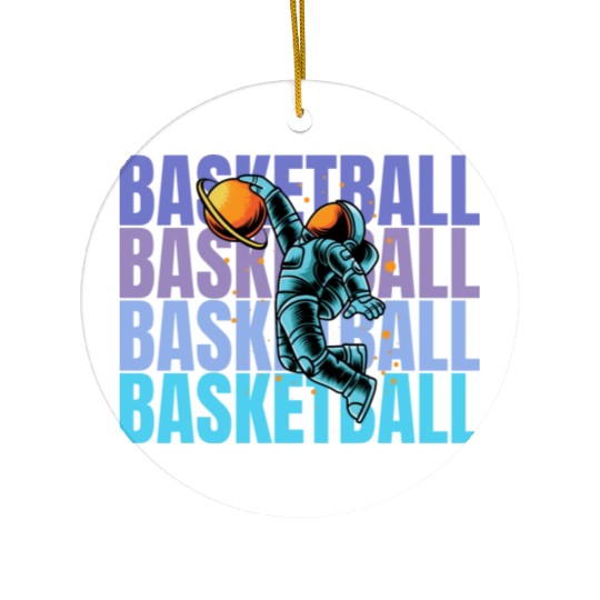 Astronaut Dunking Basketball Creative Illustration Ceramic Ornaments