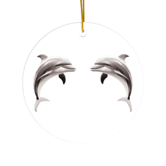 Two dolphins facing each other Ceramic Ornaments