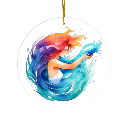 Color splash zodiac: Aquarius Ceramic Ornaments