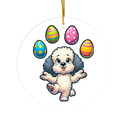 Easter Egg Easter Dog Poodle Juggling Juggler Ceramic Ornaments