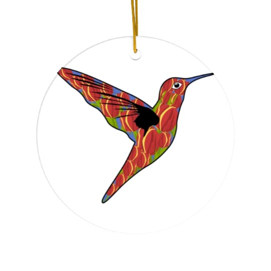 Humming-Bird Tulips Flowers Ceramic Ornaments