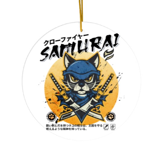 Samurai Cat, Ninja Cat, Cat Assassin, Warrior Cat Ceramic Ornaments