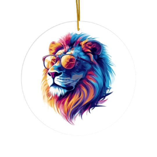 Lion with Glasses Hipster Lion Ceramic Ornaments