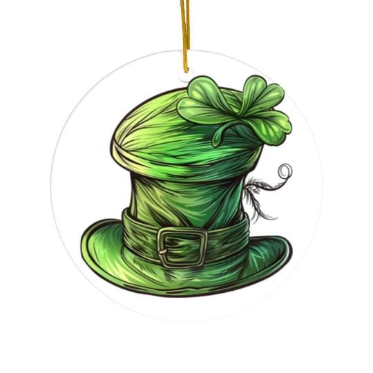St Patrick Irish Green Hat Ceramic Ornaments