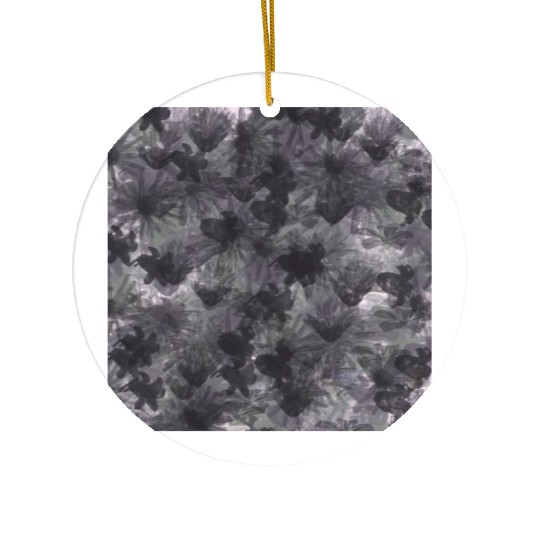 floral feel pattern in purple and gray Ceramic Ornaments