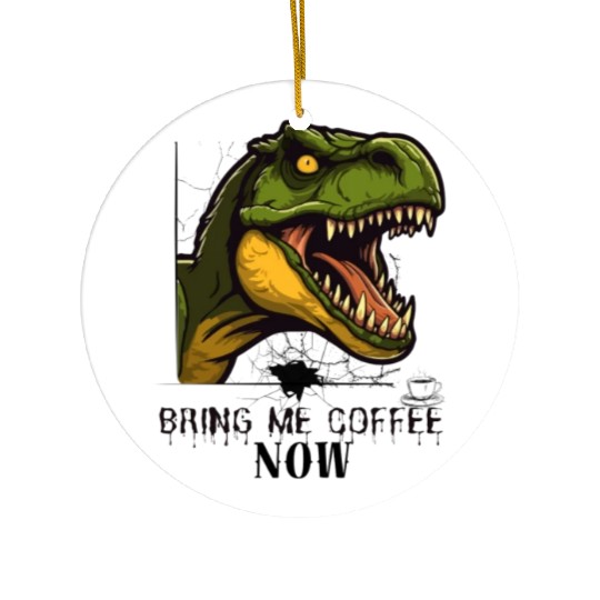 Funny coffee and dinosaur design Ceramic Ornaments