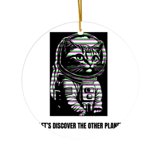 Let's discover the other planet, Astronaut cat. Ceramic Ornaments