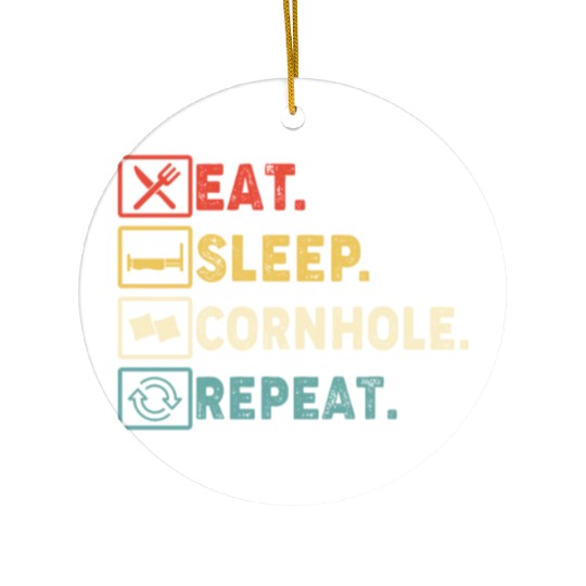 Eat Sleep Cornhole Repeat Ceramic Ornaments