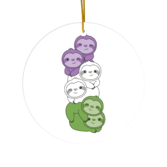 Genderqueer Flag Pride Lgbtq Cute Sloth Ceramic Ornaments
