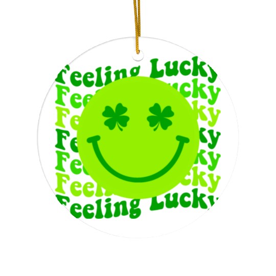 Irish Clover Feeling Lucky Smiling Face Ceramic Ornaments