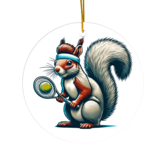 Tennis Player Squirrel Animal Lover Design Ceramic Ornaments