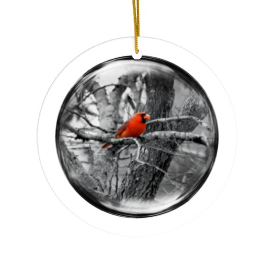 Life in a Bubble Collection -Contrasting Cardinal Ceramic Ornaments