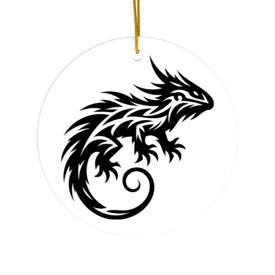 Shaggy Bearded Dragon Tribal Dragon Tattoo Ceramic Ornaments