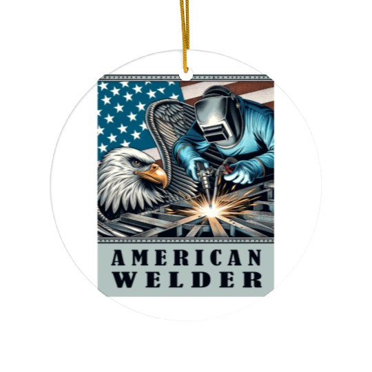American Welder USA Flag Eagle Weld Ceramic Ornaments