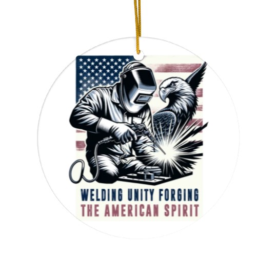 Welding Unity Forging The American Spirit USA Flag Ceramic Ornaments
