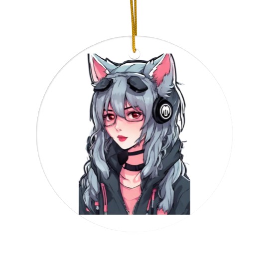 Women Wolf Hacker Ceramic Ornaments