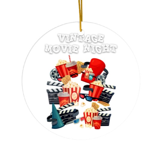 Popcorn Vintage Movie Night Ceramic Ornaments