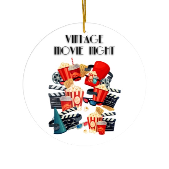 Popcorn Vintage Movie Night Ceramic Ornaments