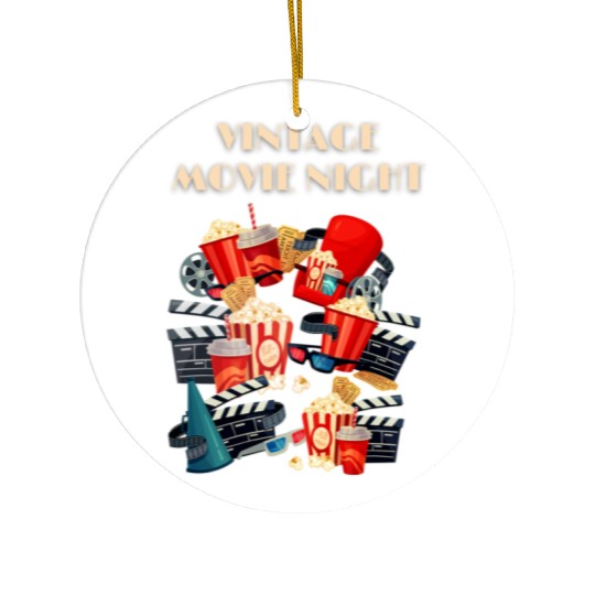 Popcorn Vintage Movie Night Ceramic Ornaments