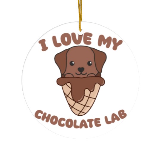 I Love My Chocolate Lab Animal In Ice Cream Cone Ceramic Ornaments