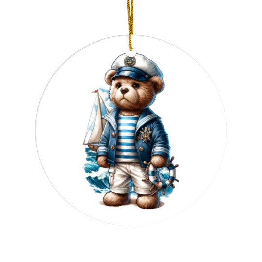 Adventurous Teddy Bear Sailing Ceramic Ornaments