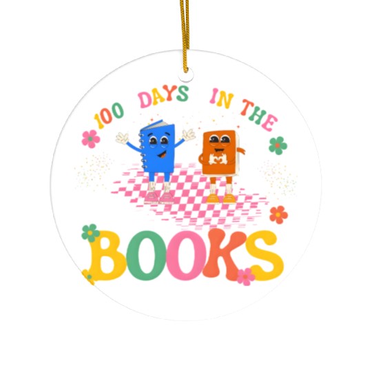 100 Days in the Books Reading Teacher Ceramic Ornaments