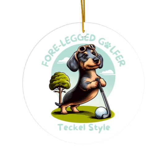 Cute Teckel Dog lovers and Golf players Ceramic Ornaments