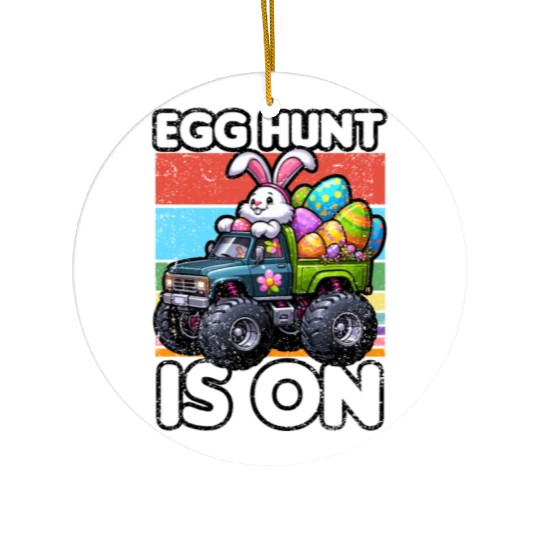EGG HUNT IS ON EASTER Ceramic Ornaments