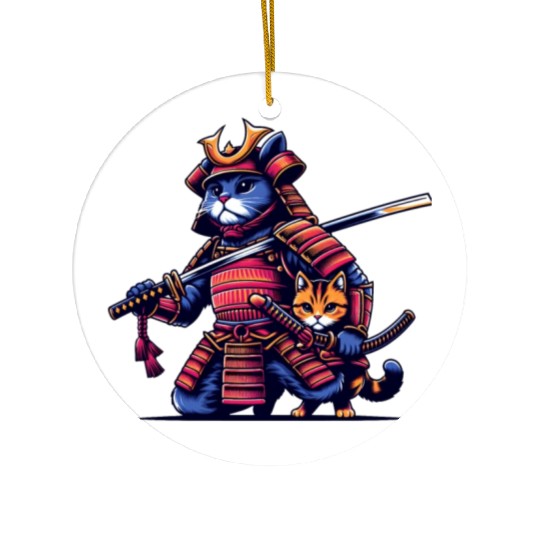 Light Samurai Cat Ceramic Ornaments