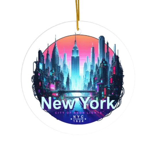 NYC neon light Ceramic Ornaments