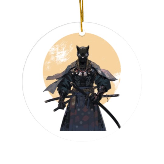 Anime Panther Warrior Samurai katana Ceramic Ornaments