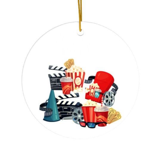 Popcorn Vintage Movie Night Ceramic Ornaments