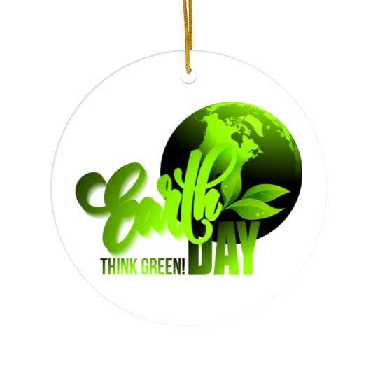 Earth day black bg Ceramic Ornaments