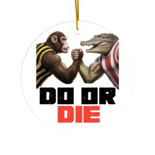 "Croc vs. Monkey: Battle for Dominance" Ceramic Ornaments