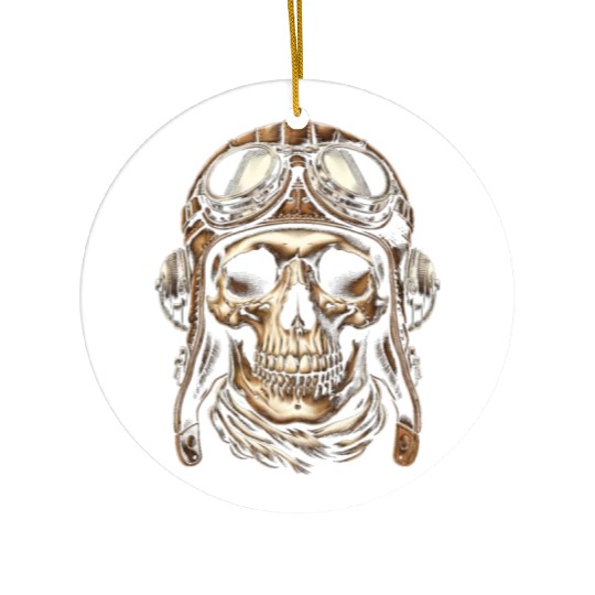Vintage Aviator Skull Ceramic Ornaments
