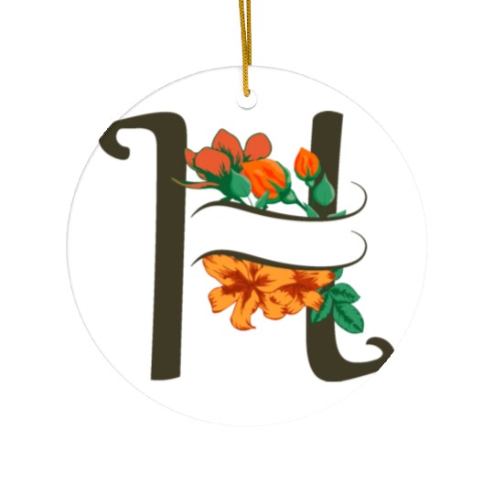 Capital letter H monogram with roses and lily Ceramic Ornaments