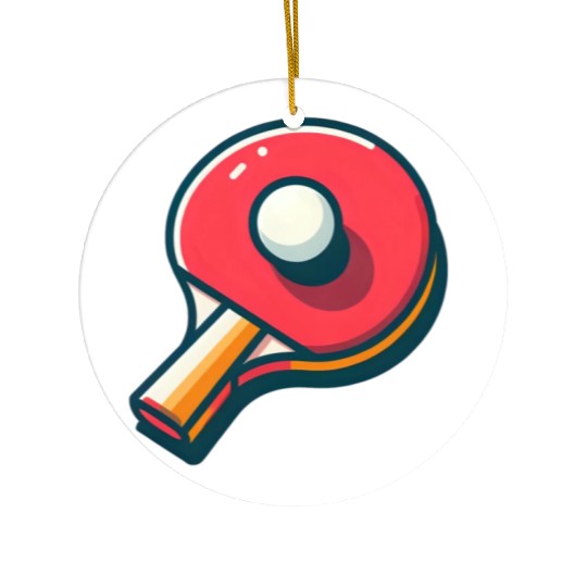 Ping Pong Paddle and Ball Ceramic Ornaments