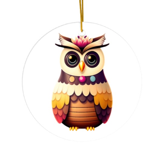 Cute deco owl illustration Ceramic Ornaments