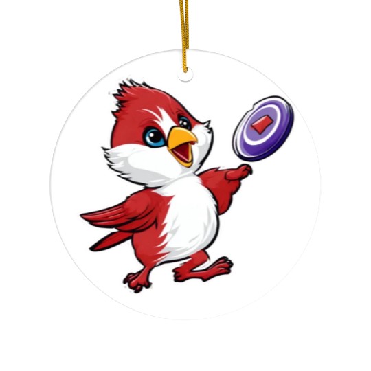 Cardinal Frisbee Fun: Vibrant Cardinal Design for Ceramic Ornaments