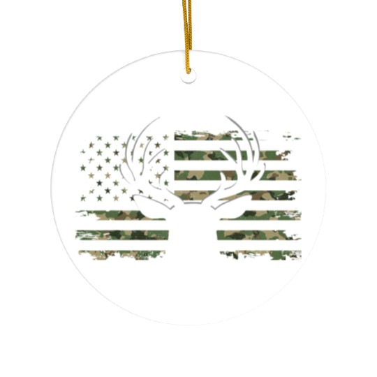 American Flag Camouflage Outdoor Antlers Deer Ceramic Ornaments