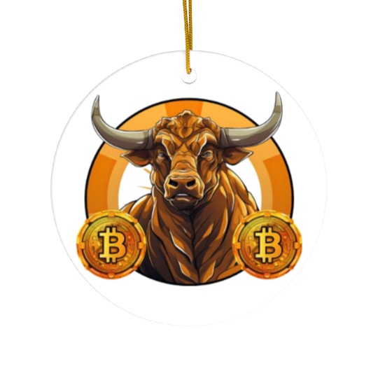 Retro Crypto Currency Bull Bitcoin Blockchain Ceramic Ornaments