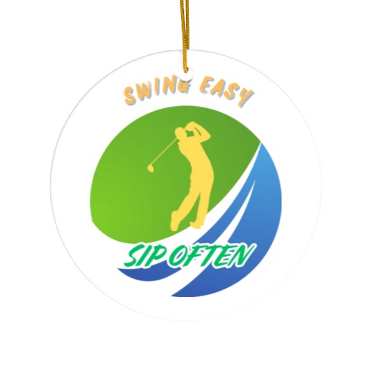 Swing Easy, Sip Often. Funny golf beer Ceramic Ornaments
