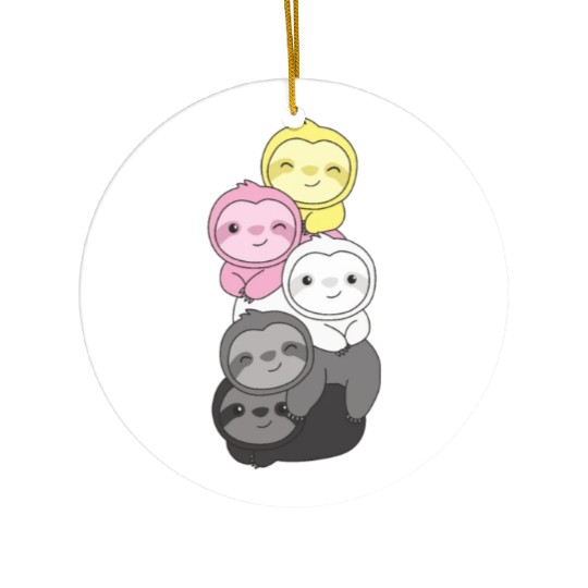 Queerplatonic Flag Pride Lgbtq Cute Sloth Ceramic Ornaments